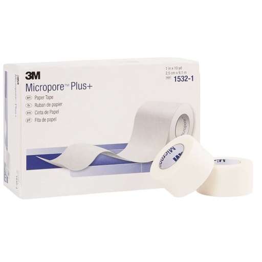 [MMM-1532-1] Medical Tape 3M™ Micropore™ Paper Tape Plus High Adhesion Paper 1 Inch X 10 Yard White NonSterile