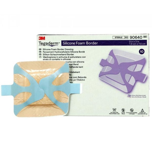 [MMM-90640] Silicone Foam Dressing 3M™ Tegaderm™ 3 X 3 Inch Square Silicone Adhesive with Border Sterile